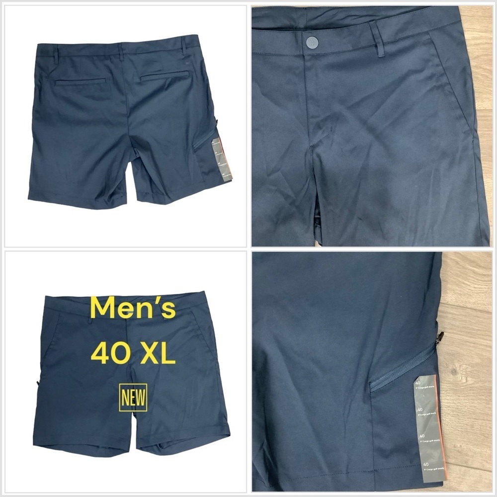 Men's All in motion 40 XL Golf Shorts Lightweight Navy Chino Khakis Stretch New